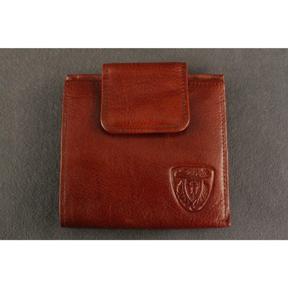 Designer Brand Wallet CORELLI Dark Brick Red Bifold Snap Gold Tone Metal Accents